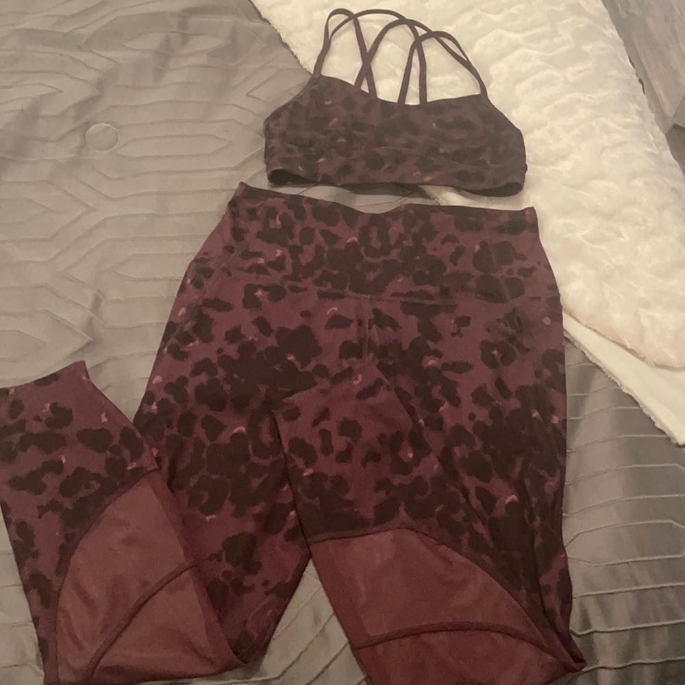 All In Motion work out set purple leopard